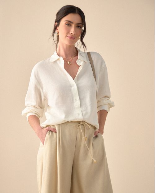 Camisa de cuello clásico para mujer