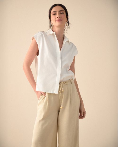 Camisa de diseño abierto para mujer