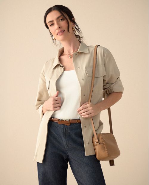 Chaqueta con bolsillos de tapa para mujer