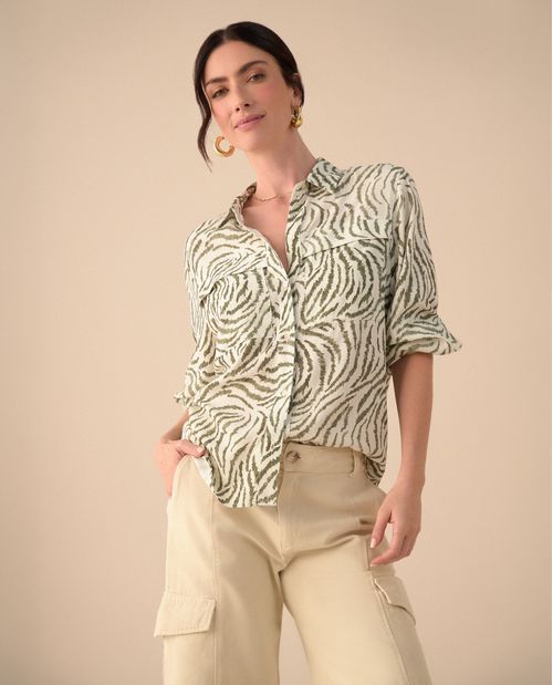 Camisa clásica estampada para mujer