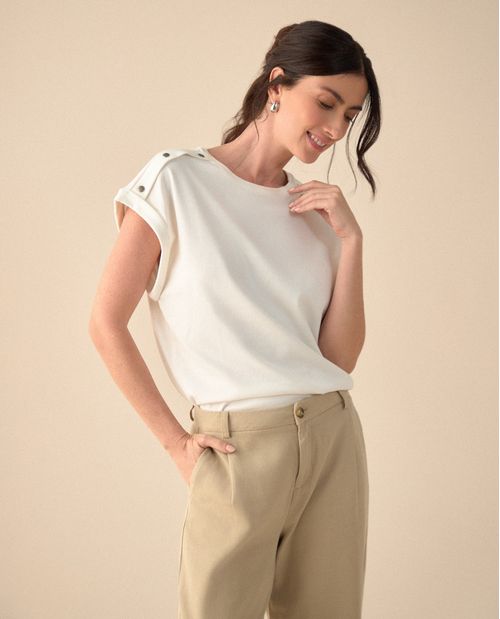Camiseta de manga sisa rodada para mujer