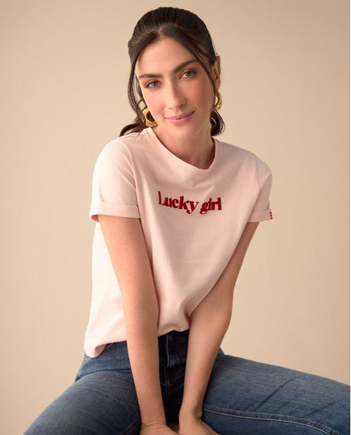 Camiseta de estampado con relieve para mujer