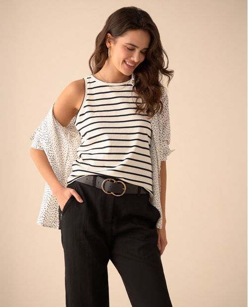 Camiseta manga sisa para mujer