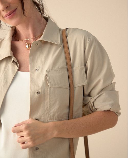 Chaqueta con bolsillos de tapa para mujer