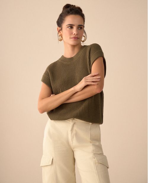 Chaleco tejido de diseño cerrado para mujer