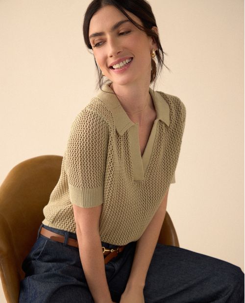 Camisa de manga corta con volumen para mujer