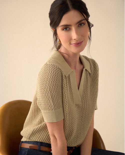 Camisa de manga corta con volumen para mujer