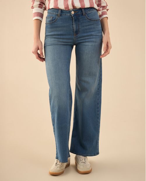 Jean Wide Leg tono medio para mujer