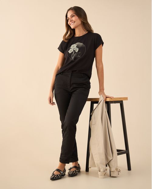 Pantalón tiro alto de bota ajustada para mujer