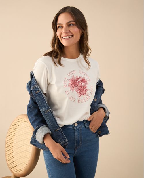Camiseta básica estampada para mujer