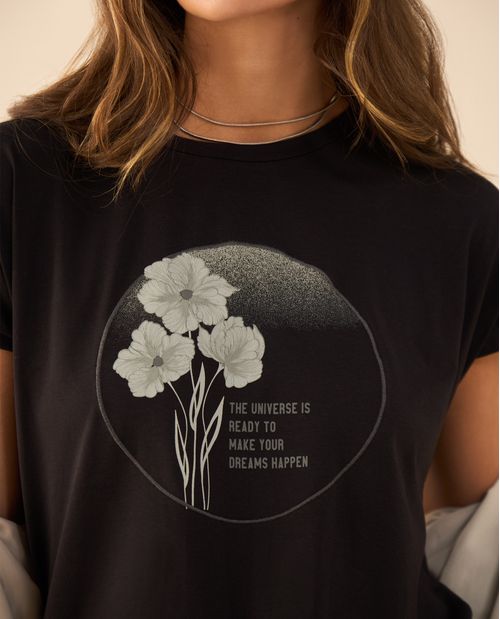 Camiseta estampada de manga corta para mujer