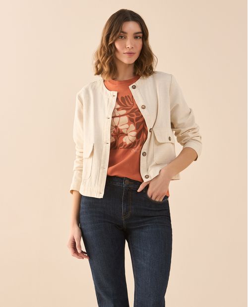 Camiseta estampada en frente para mujer