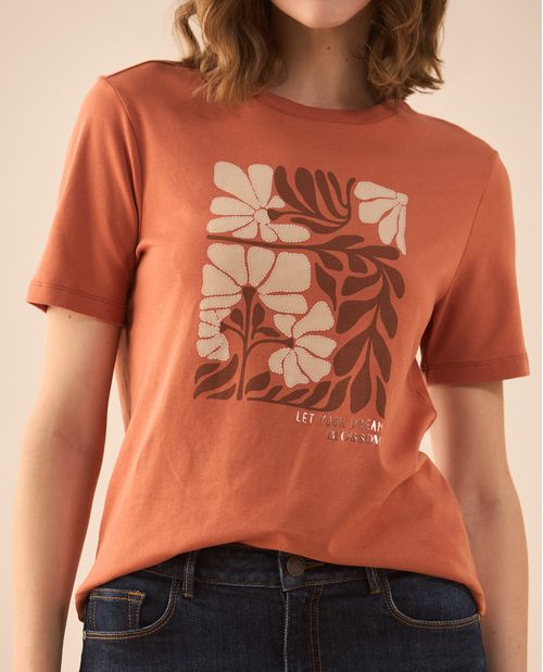 Camiseta estampada en frente para mujer