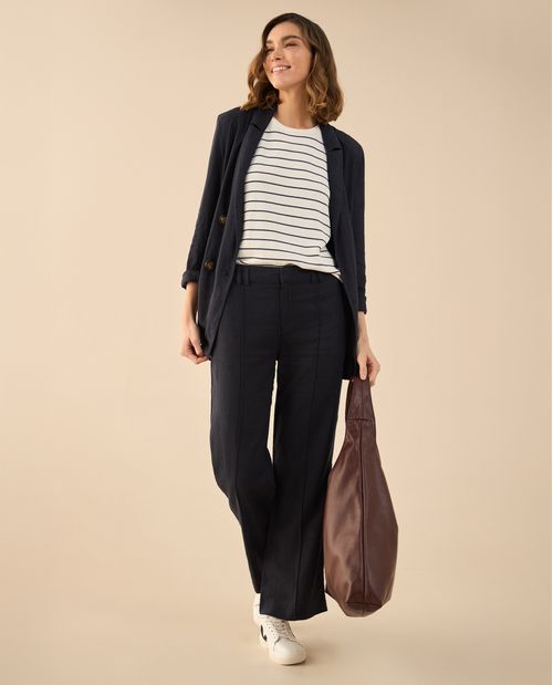 Pantalón con cortes en frente para mujer