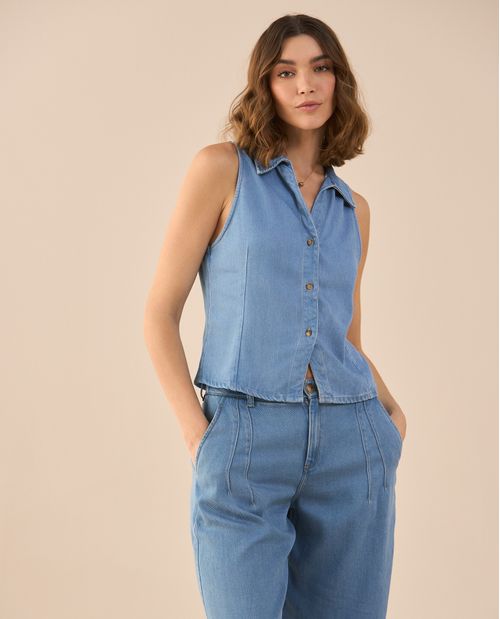 Camisa en denim para mujer