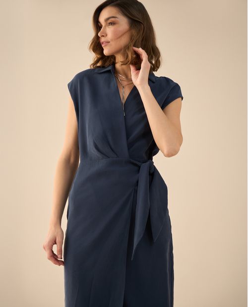 Vestido midi manga sisa para mujer