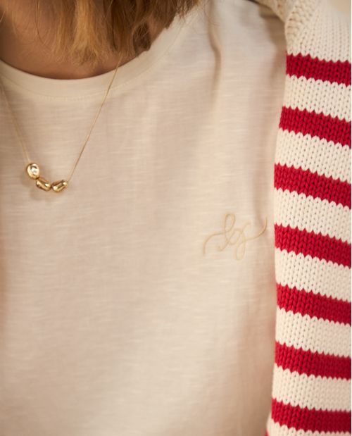 Camiseta con recogido en hombro para mujer