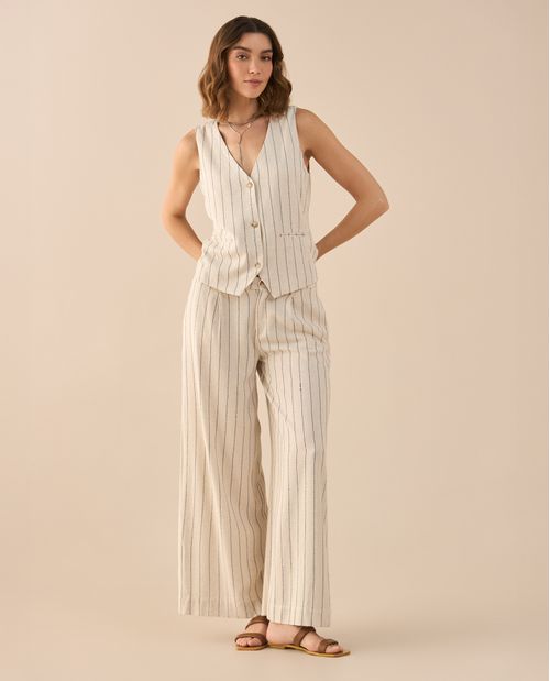 Pantalón con líneas bordadas para mujer