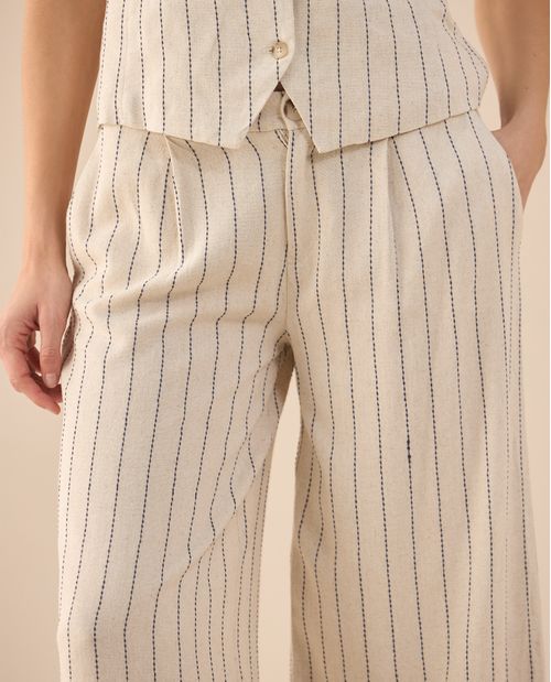 Pantalón con líneas bordadas para mujer