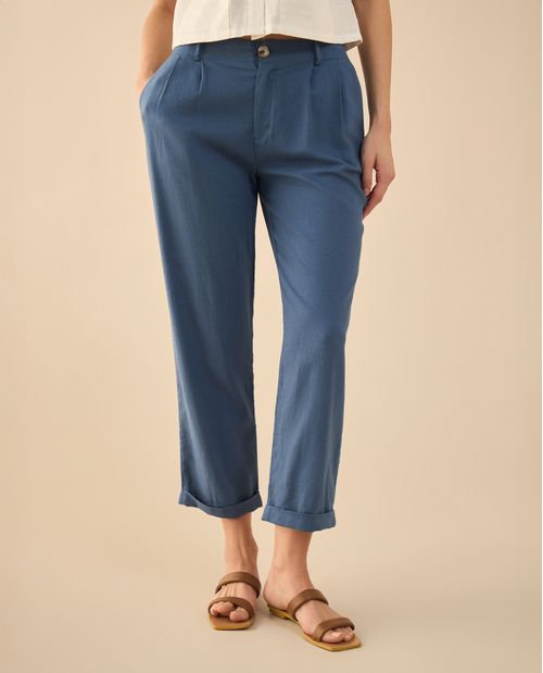 Pantalón con guardapolvo en ruedo para mujer