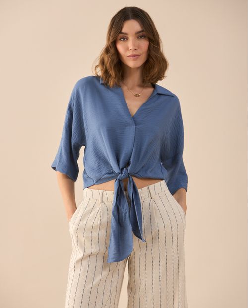 Camisa tipo bowling para mujer