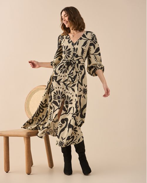 Vestido largo de botones para mujer
