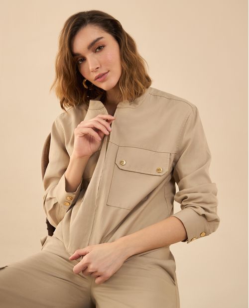 Chaqueta de cuello redondo para mujer
