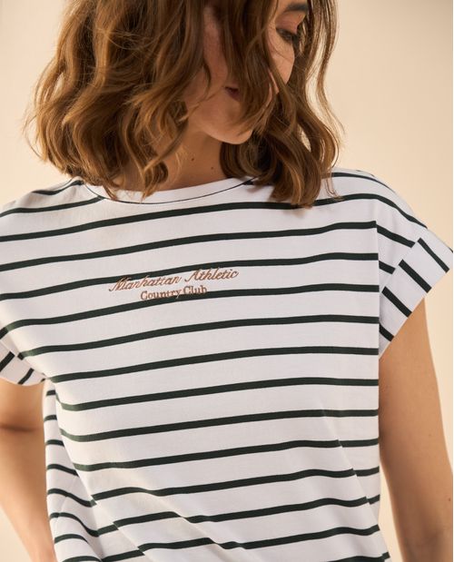 Camiseta manga corta con pieza para mujer