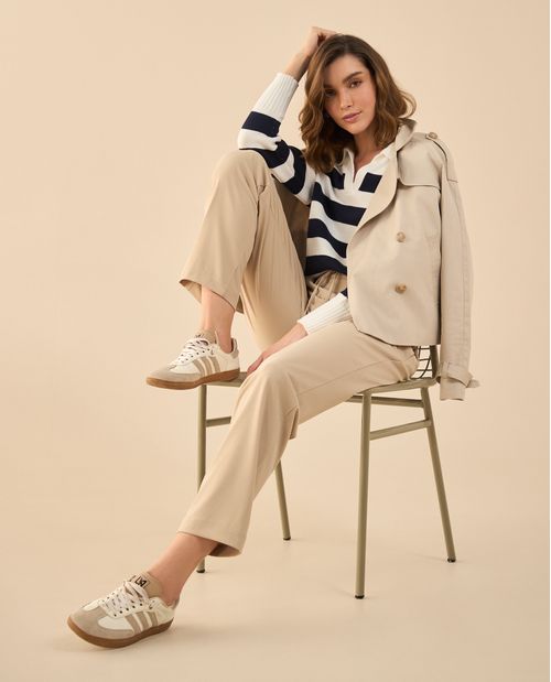 Pantalón con cordón ajustable en frente para mujer