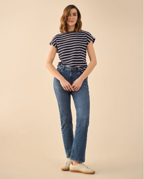 Jean Straight Tiro alto para mujer