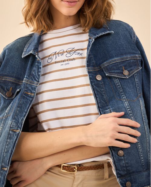 Camiseta manga corta con pieza para mujer