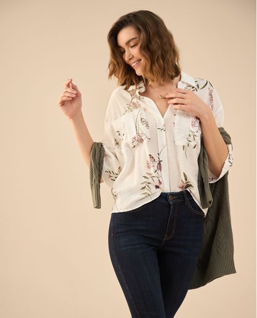 Camisa manga corta estampada para mujer