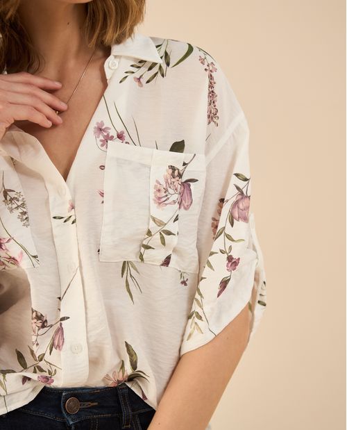 Camisa manga corta estampada para mujer