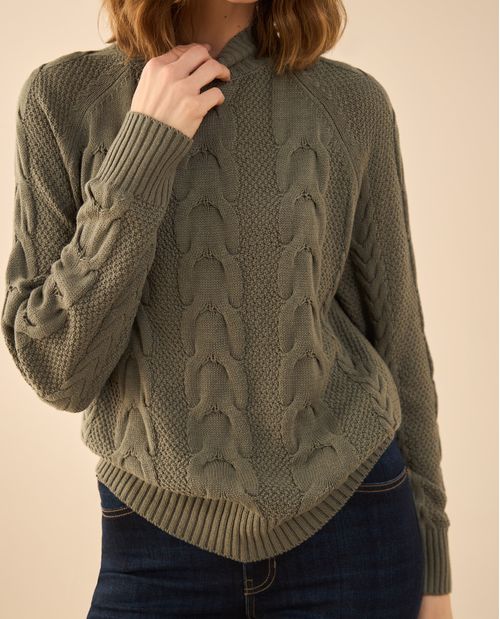Buzo tejido de diseño cerrado para mujer