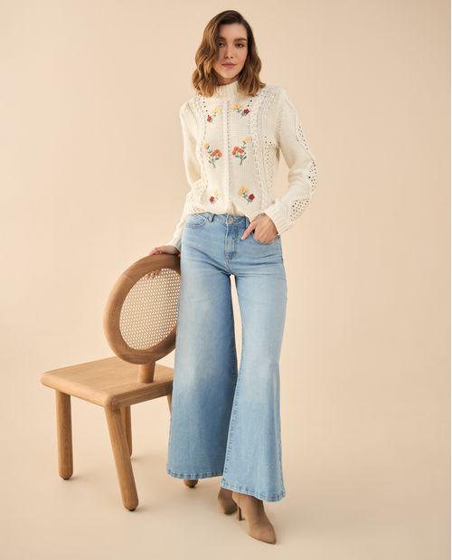 Jean Wide Leg tono medio para mujer