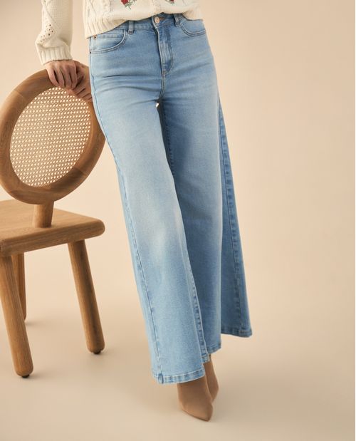 Jean Wide Leg tono medio para mujer