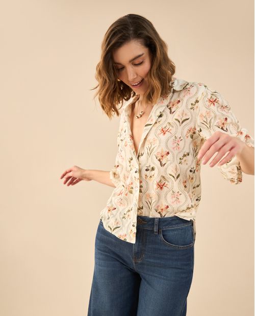 Camisa clásica de flores para mujer