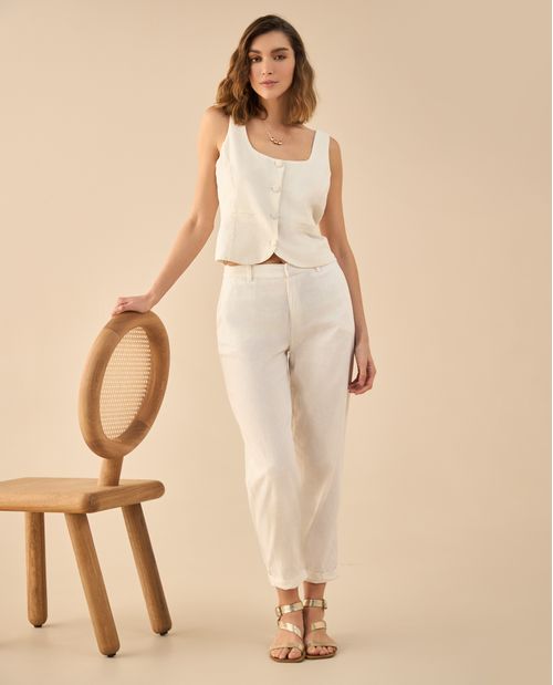 Pantalón tipo lino para mujer