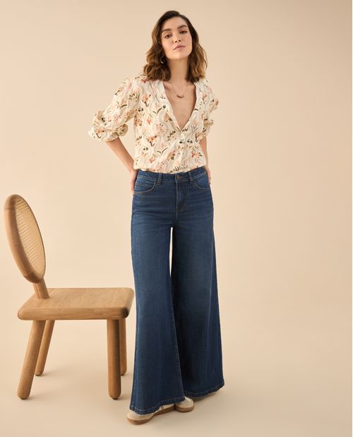 Jean Wide Leg tono oscuro para mujer