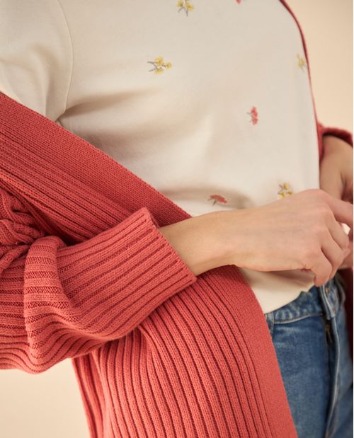 Cárdigan tejido de diseño abierto para mujer