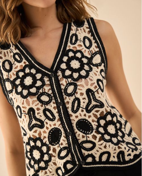 Camisa tejida con escote en V para mujer