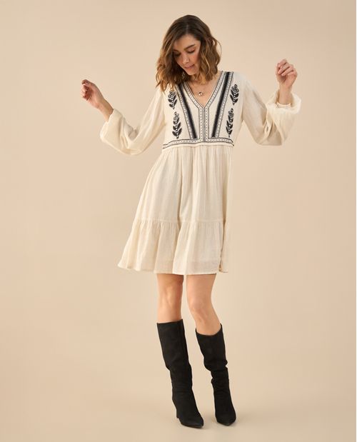 Vestido corto con escote en V para mujer