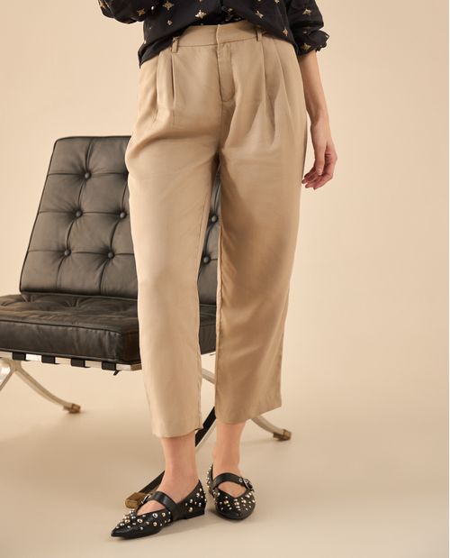 Pantalón de tela fluida para mujer