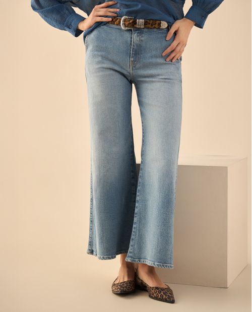 Jean Wide Leg tono medio para mujer