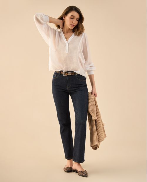 Jean Straight tono oscuro para mujer