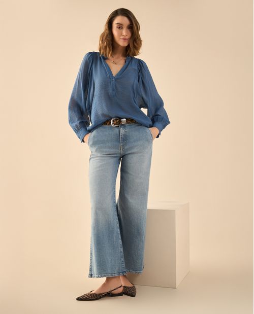Jean Wide Leg tono medio para mujer