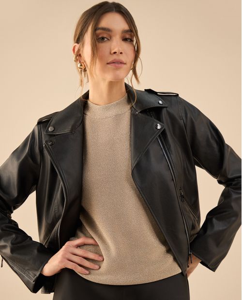 Camiseta tejida con detalles de brillo para mujer