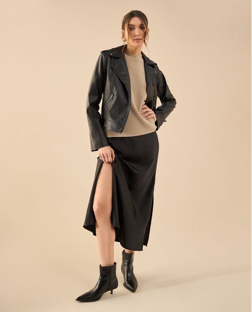 Falda larga en satín para mujer