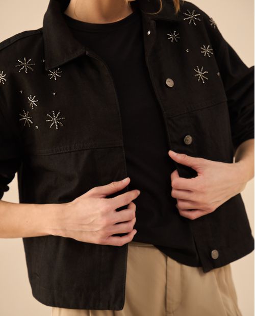 Chaqueta en black denim para mujer