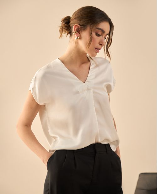 Camisa tipo satín para mujer